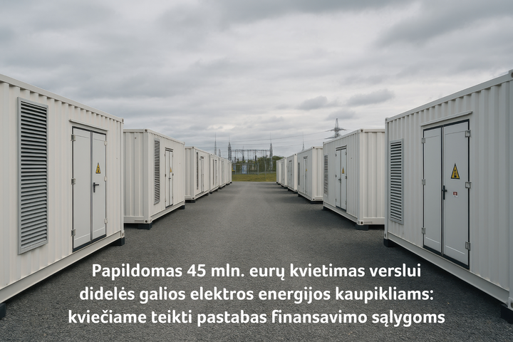 Papildomas kvietimas verslui didelės galios elektros energijos kaupikliams: kviečiame teikti pastabas finansavimo sąlygoms